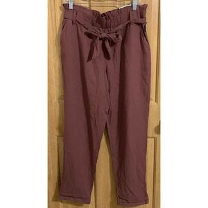 Maurices Linen Ankle Pants Brown Paper Bag High Rise 29” Leg